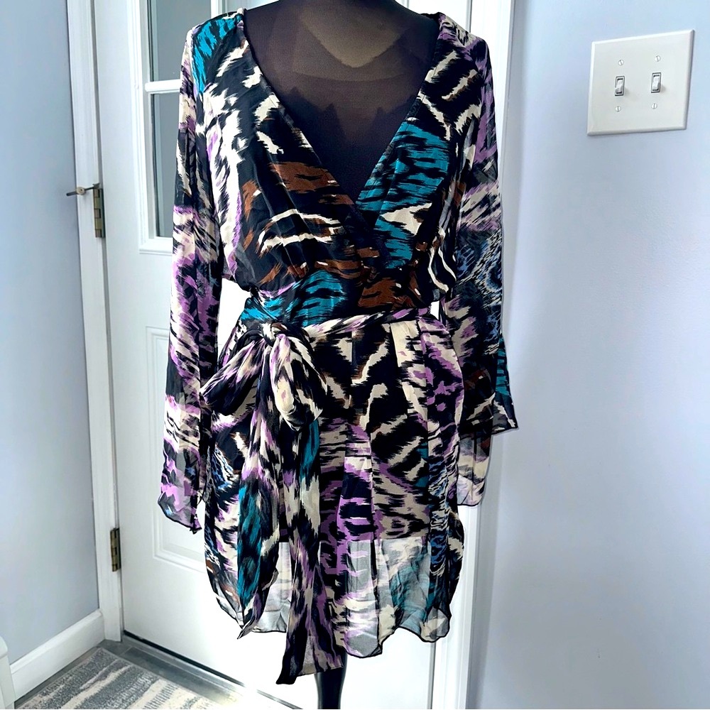 🦋 NWOT Anthony Sheer Coverup Dress with Ties Large L